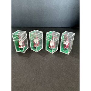 Set of 4 Department 56 Tiny Treasures Articulated Santa Ornaments Christmas